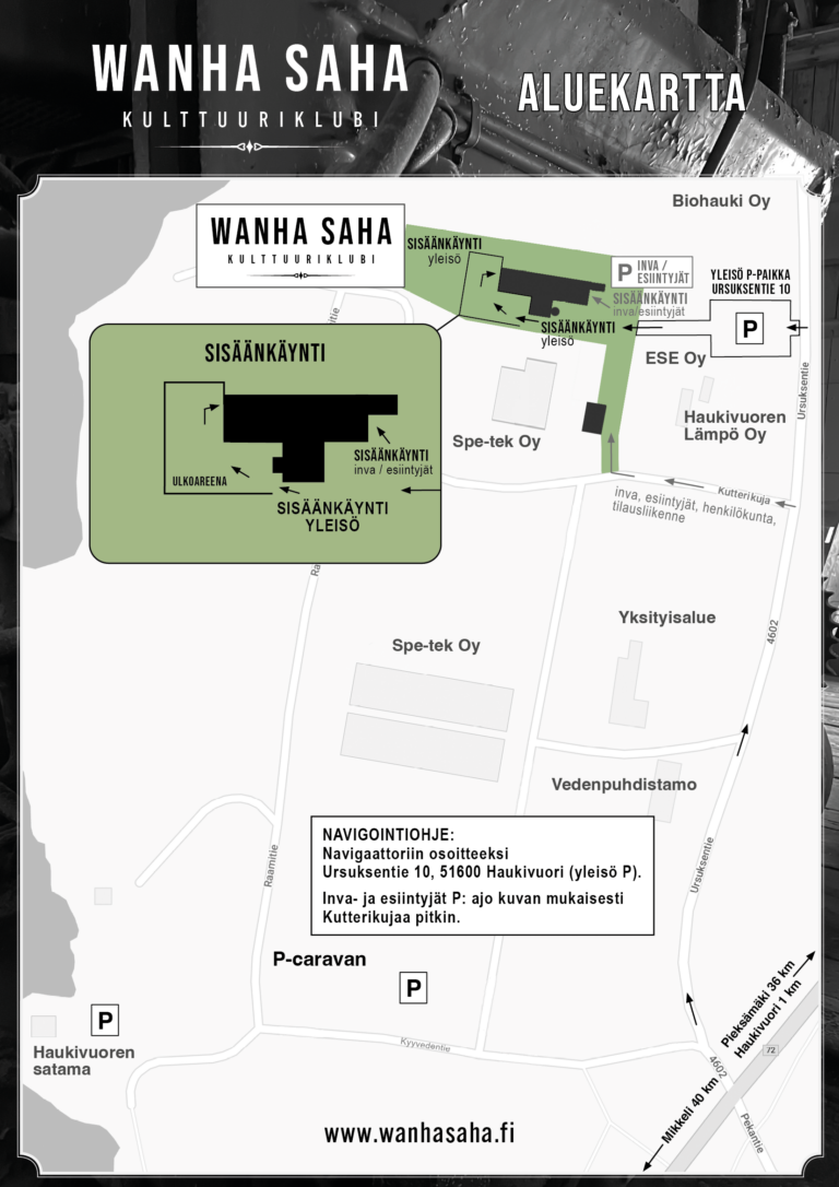 Wanha saha kulttuuriklubi Aluekartta ja ajo-ohje